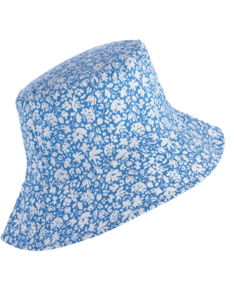 Front of a size One Size Belle Reversible Bucket Hat in Blue by Shiraleah. | dia_product_style_image_id:307843